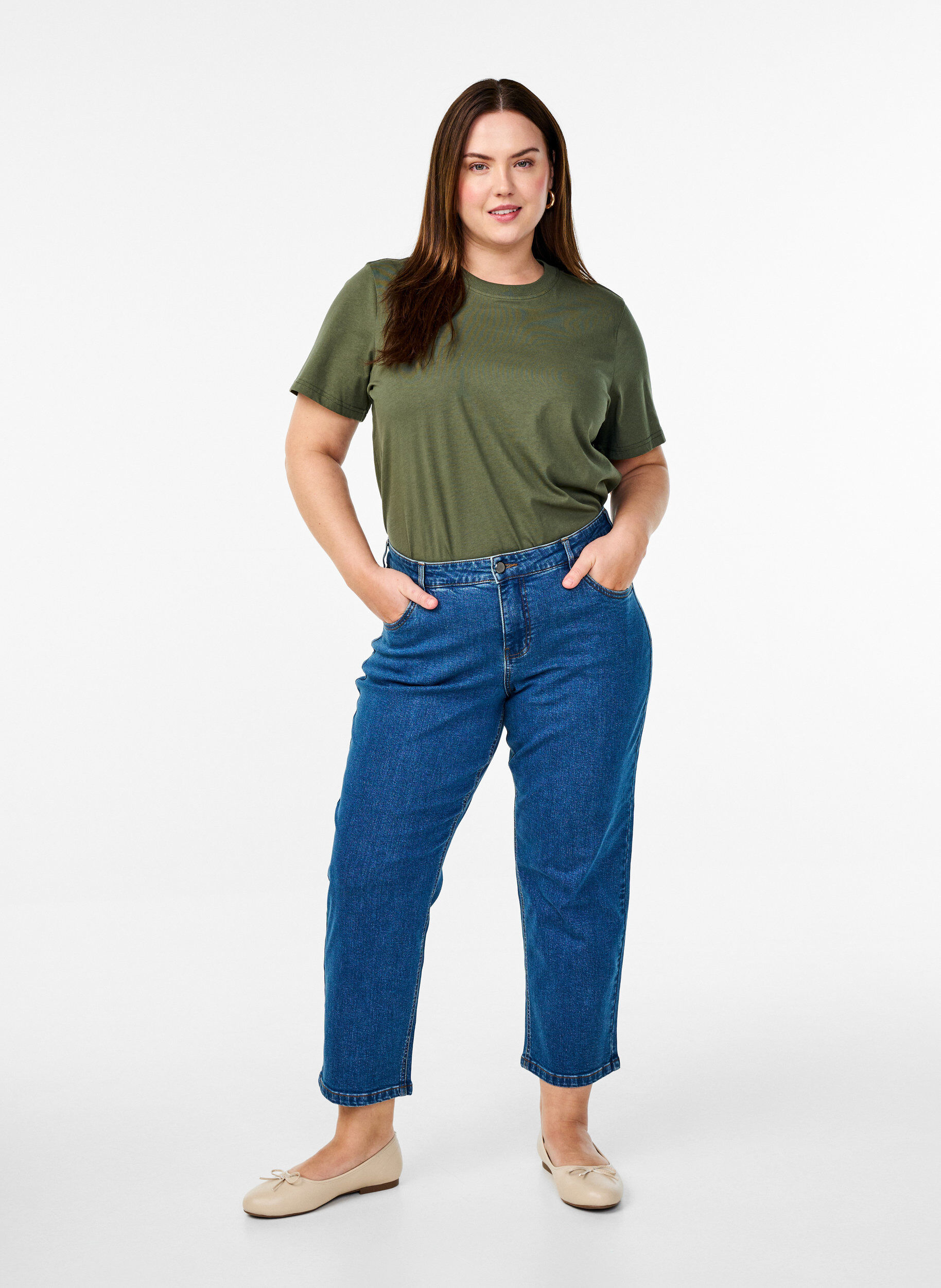 Croppade Vera-jeans med raka ben, Bl&aring;, Model