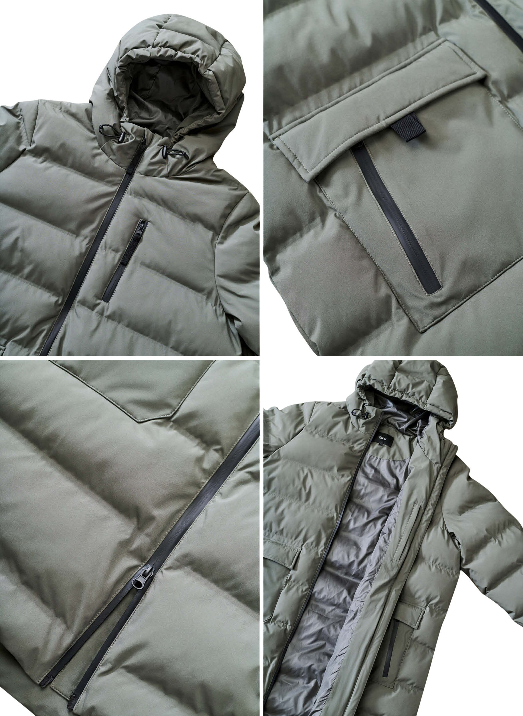 ZizziPufferkappa med huva och fickor, Gr&ouml;n, Packshot image number 4