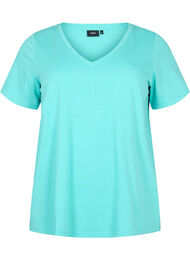 Kortärmad t-shirt med v-hals, Turquoise
