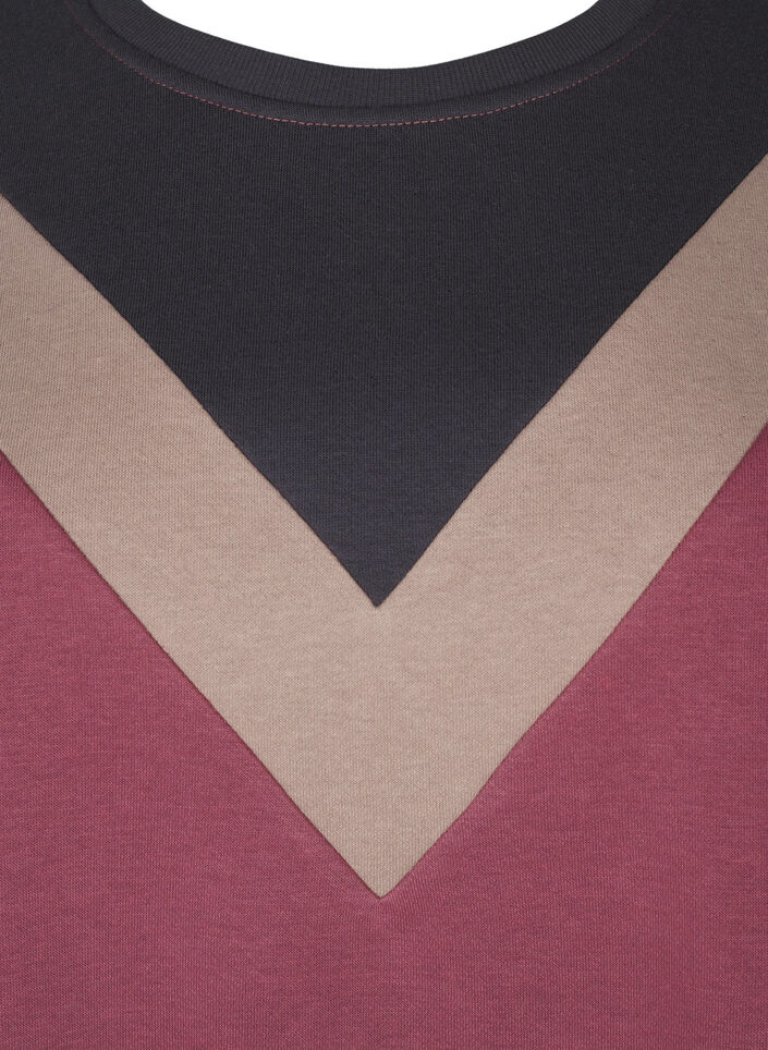 Lång sweatshirt med färgblock, Rose B. Color Block, Packshot image number 2