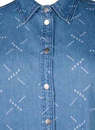 Jeansjacka med mönster och lös passform, Light blue denim, Packshot image number 2