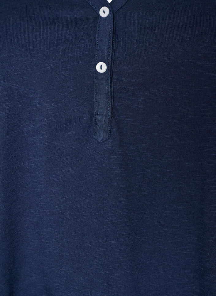 T-shirt med knappdetalj, Bl&aring;, Packshot image number 2