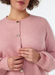 Kofta i mjukt stickat med guldf&auml;rgade knappar, Rosa, Model image number 3
