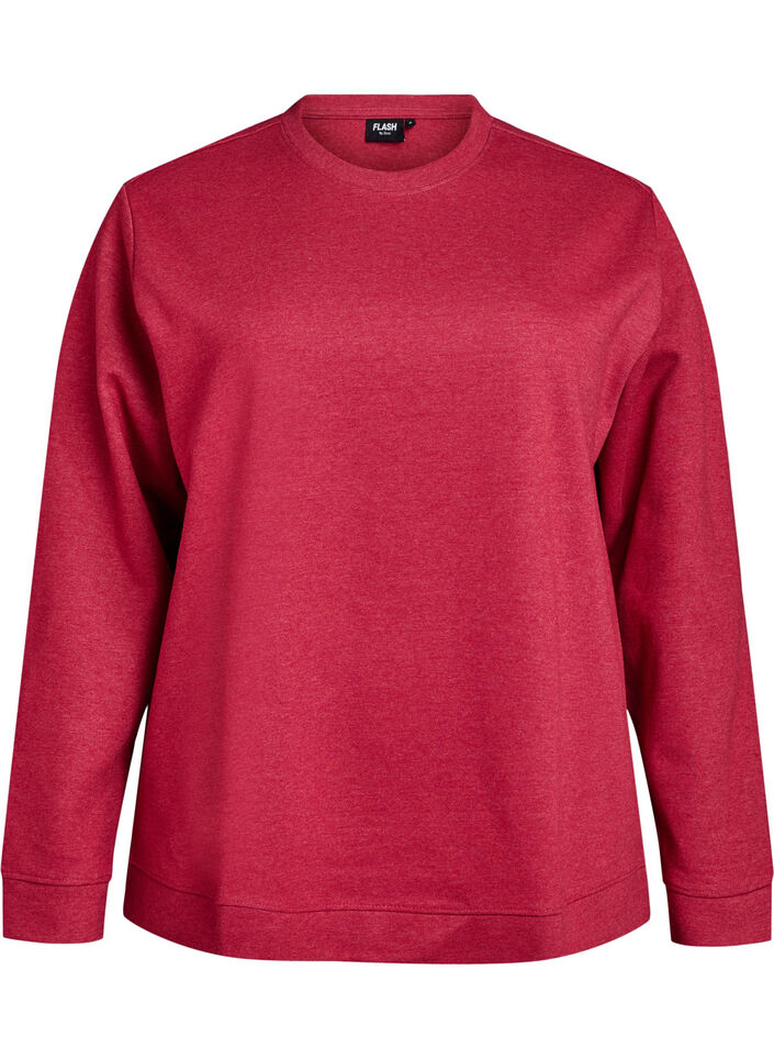 Sweatshirt med rund halsringning, R&ouml;d, Packshot image number 0