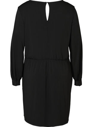 Långärmad klänning med avskärning, Black, Packshot image number 1