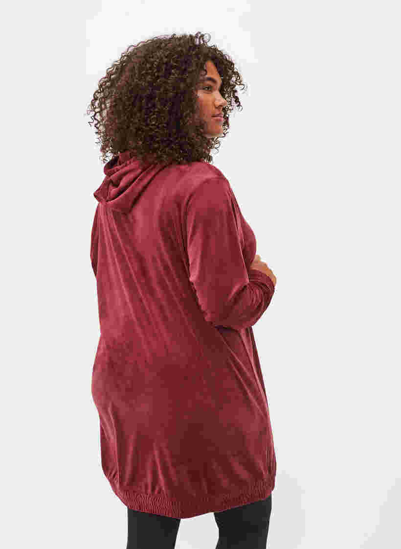 Sweatshirtklänning i velour med huva, Cabernet, Model image number 1