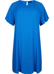 Klänning i viskos med korta ärmar, Victoria blue