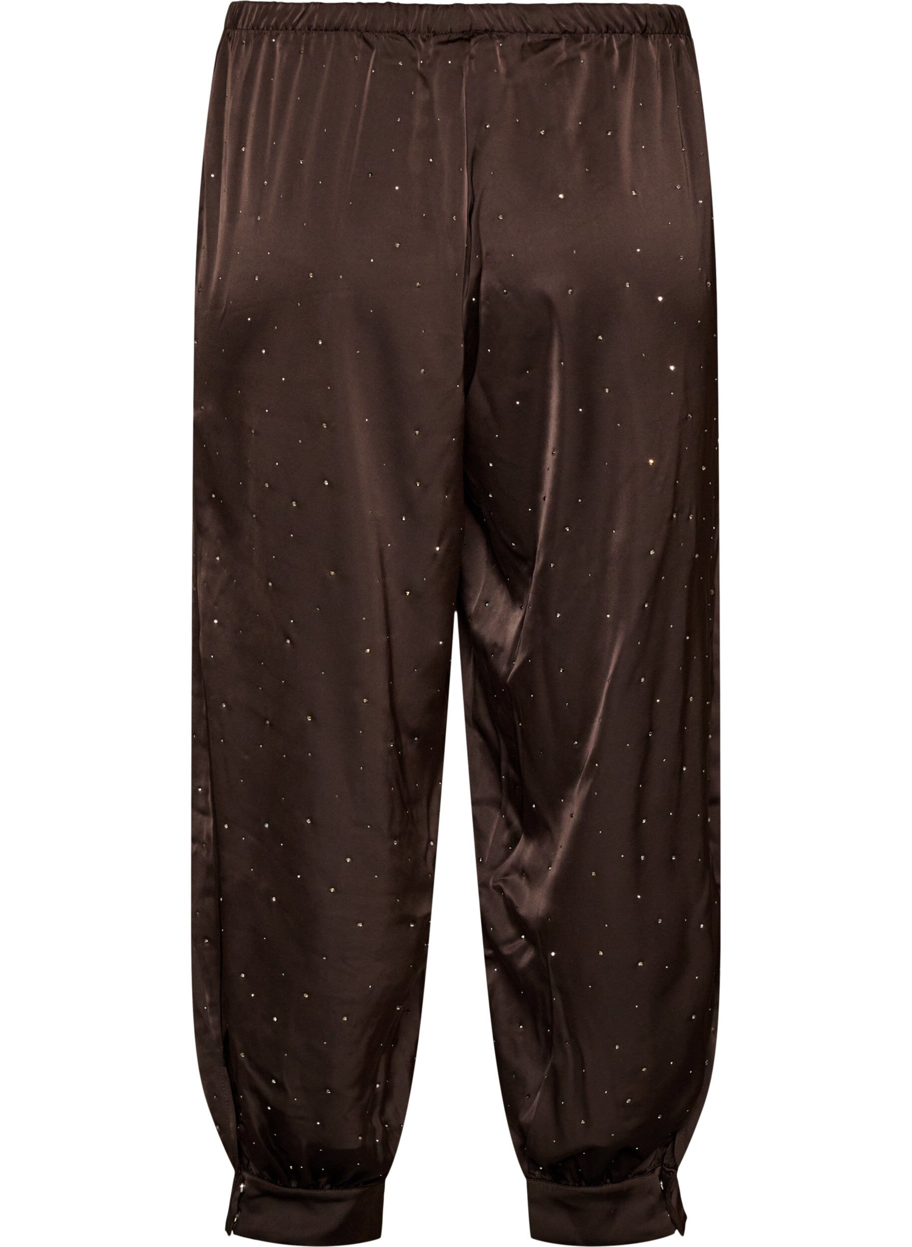 ZizziBallongbyxor i satin med strass, Brun, Packshot image number 1