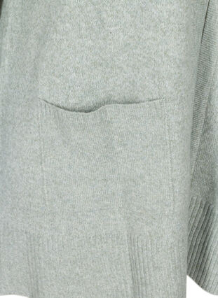 Stickad melerad cardigan med fickor, Shadow Mel., Packshot image number 3