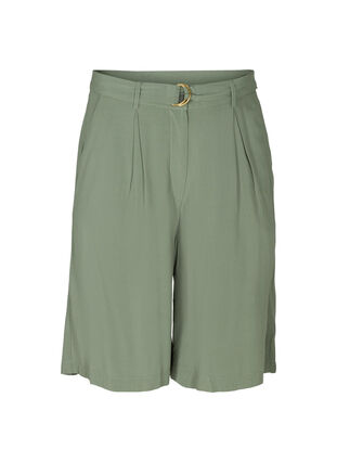 Långa shorts i viskos, Agave Green, Packshot image number 0