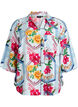 Skjortblus med armb&aring;gsl&aring;nga &auml;rmar och f&auml;rgglatt m&ouml;nster, Bl&aring;, Packshot image number 0