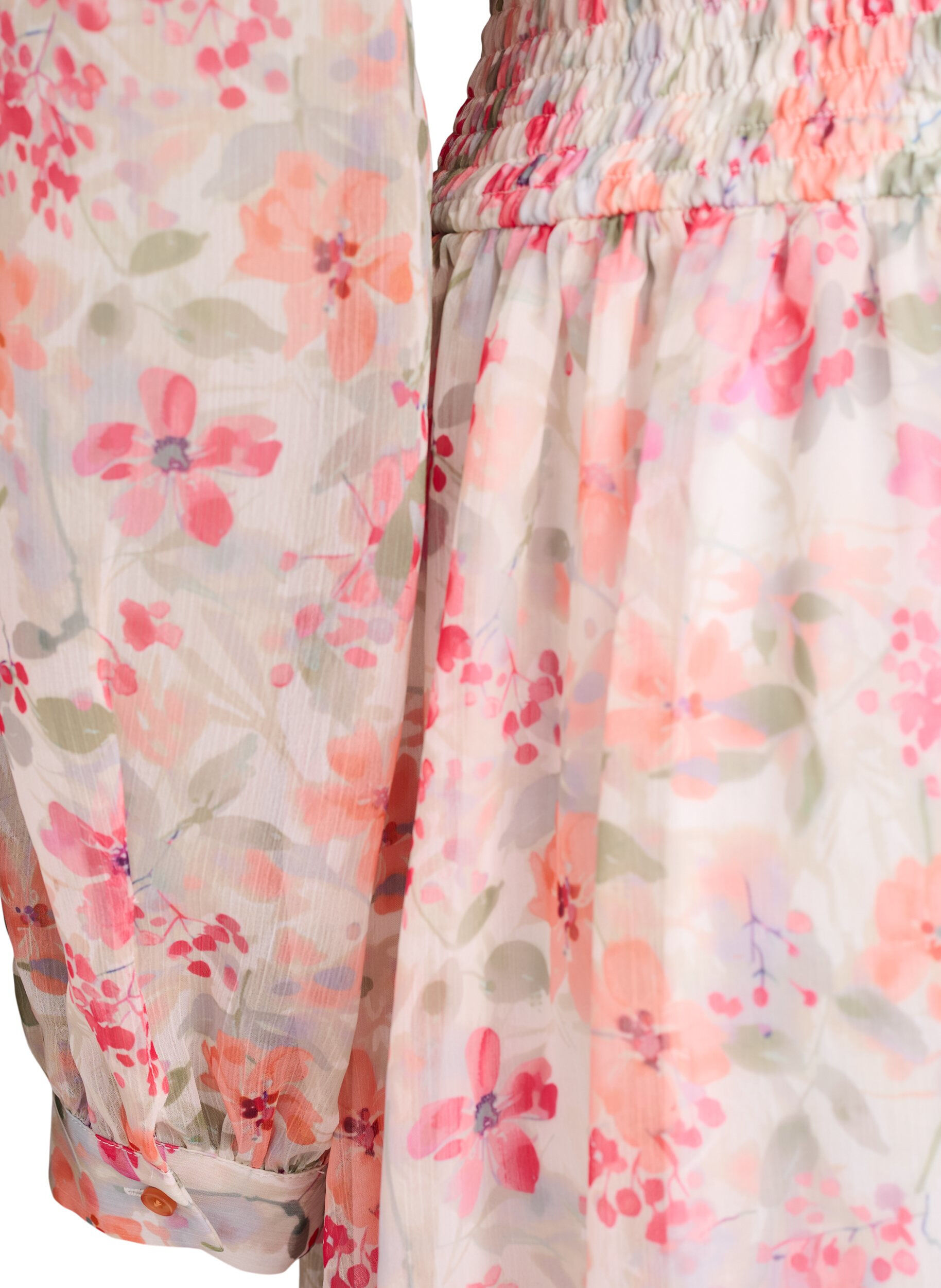 Zizzi Blommig midikl&auml;nning med omlottlook och smock, Orange, Packshot image number 3