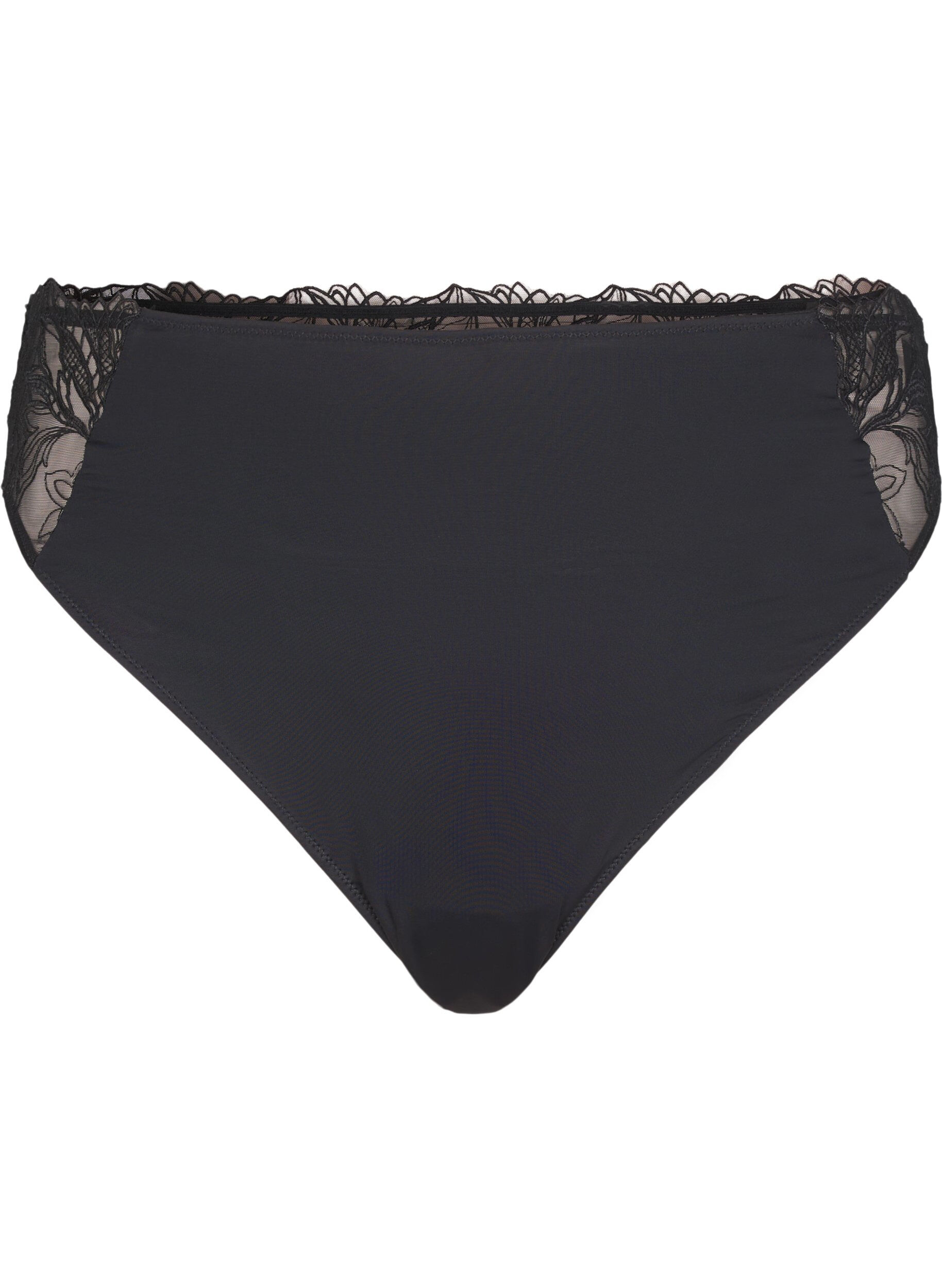 ZizziTrosor i microfiber med spets, Svart, Packshot image number 0