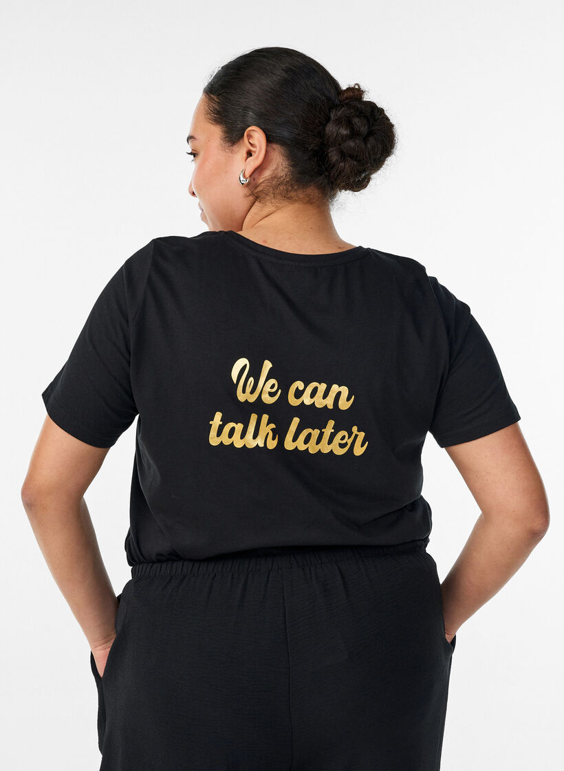 T-shirt med tryck, Svart, Model image number 2