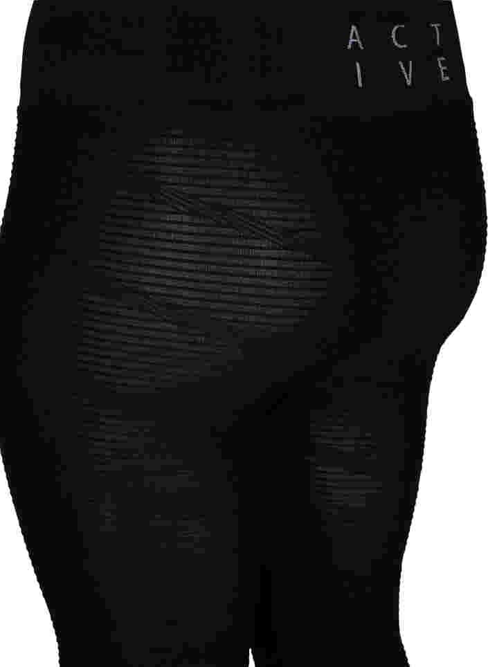 Sömlösa träningstights med strukturmönster, Black, Packshot image number 3