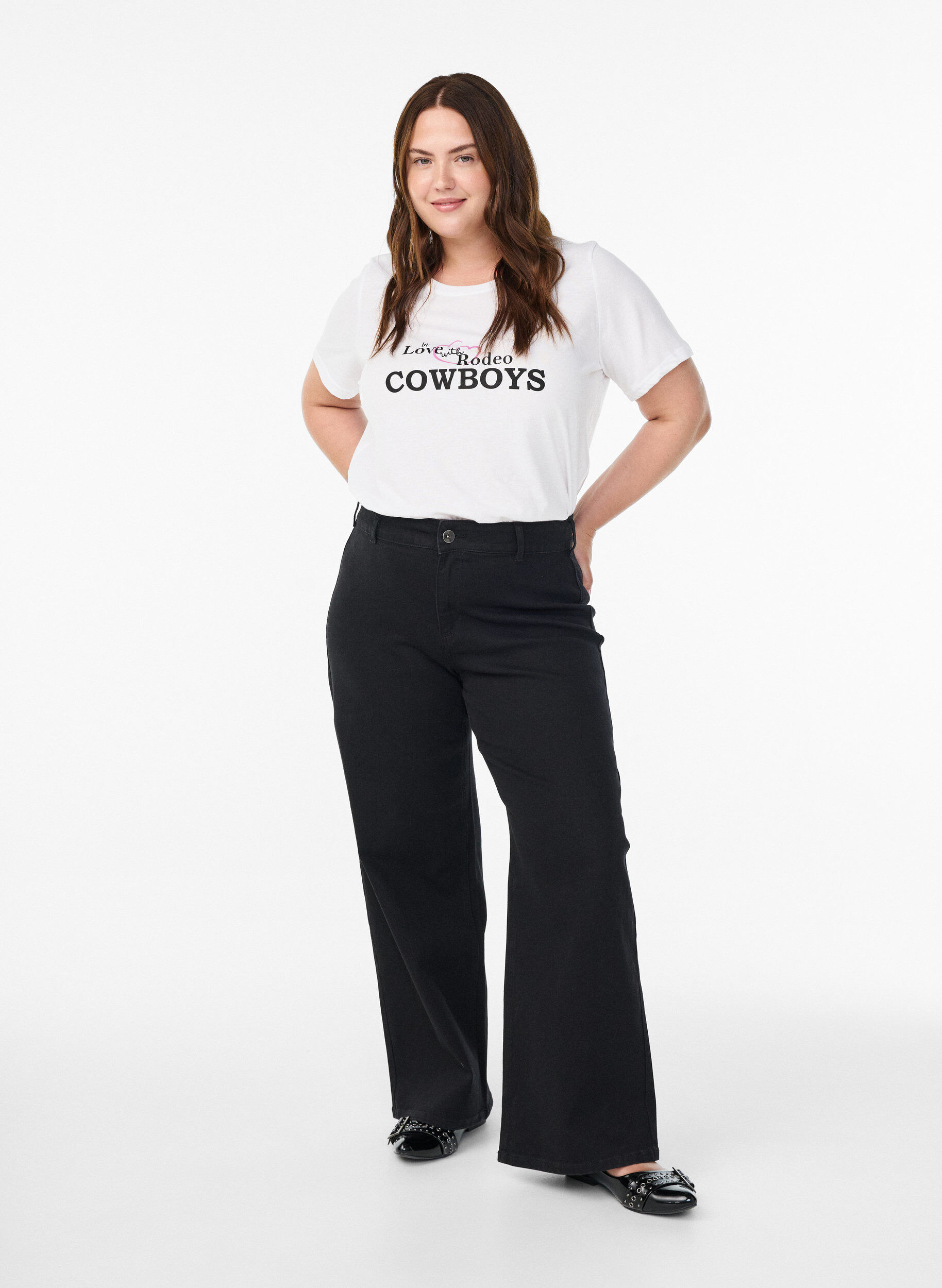 Zizzi T-shirt med tryck, Vit, Model image number 1