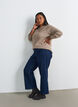 Melerad stickad blus med rund halsringning, Beige, Model image number 1