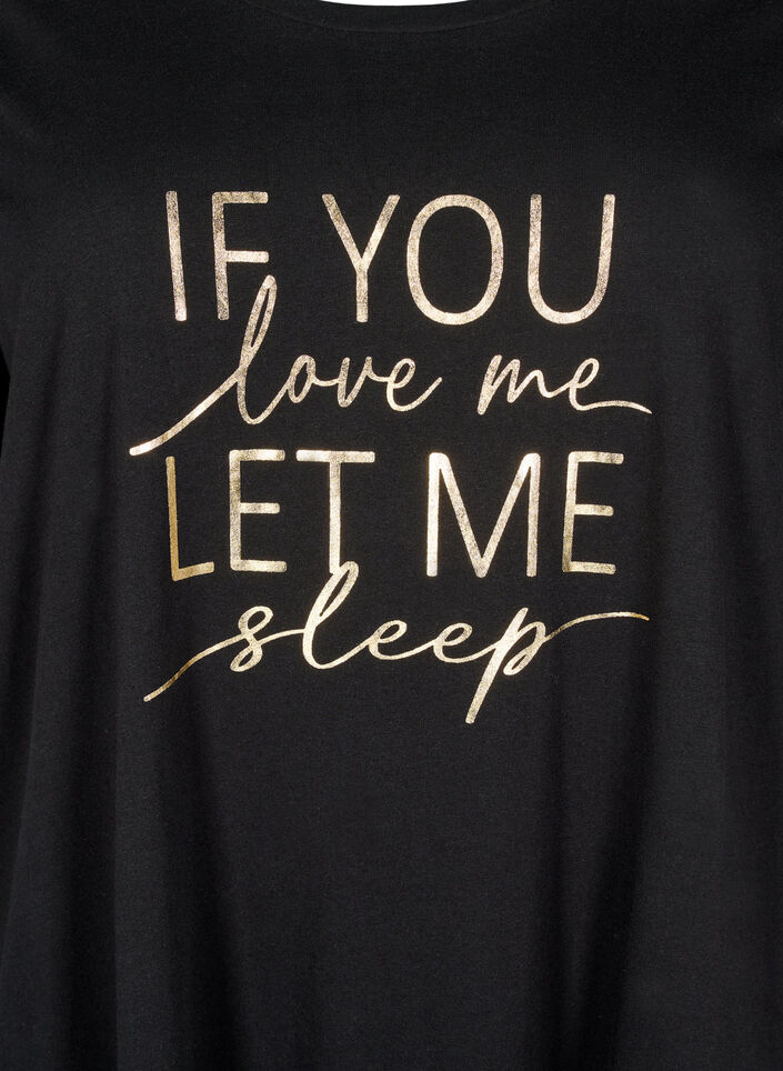 Kortärmat nattlinne i ekologisk bomull, Svart, Packshot image number 2