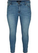 Croppade Amy jeans med hög midja och rosett, Blue denim, Packshot image number 0