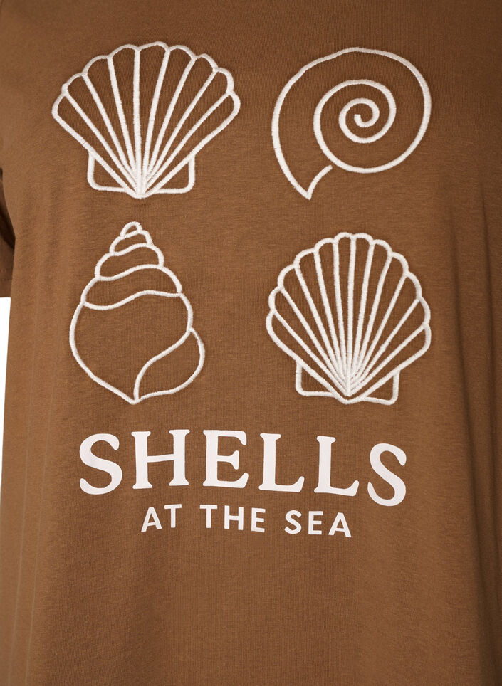 T-shirt i bomull med tryck, Brun, Packshot image number 2