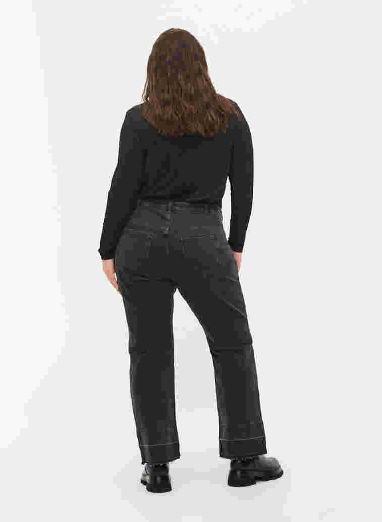 Wide fit jeans med hög midja, Grey Denim, Model image number 1