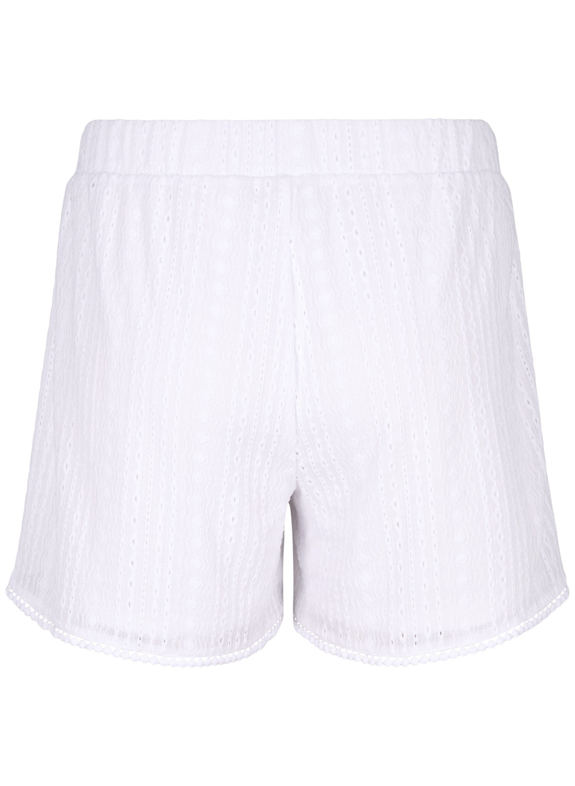 Zizzi Shorts med strukturm&ouml;nster, Bright White, Packshot image number 1