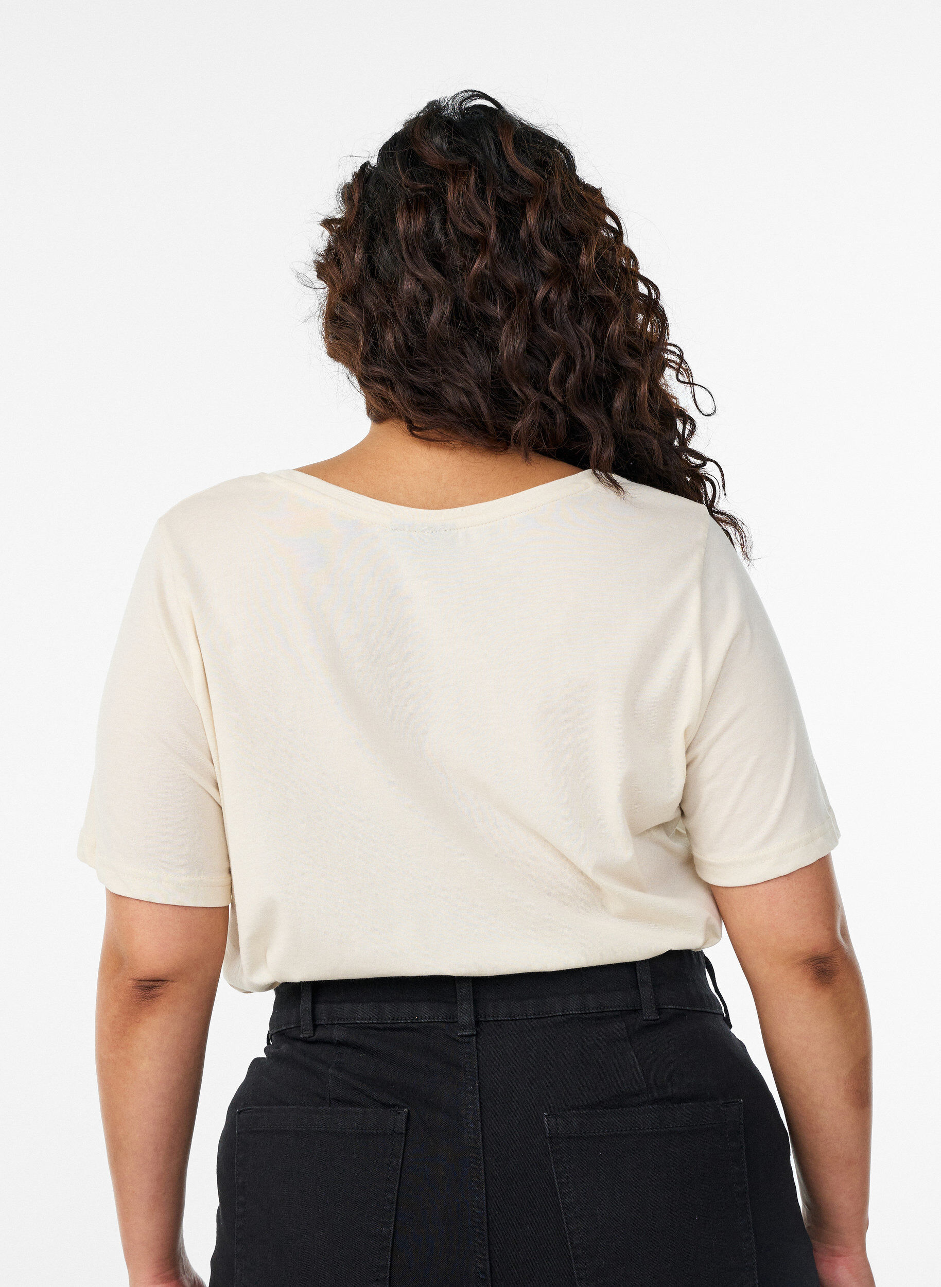 ZizziT-shirt med tryck, Vanilla, Model image number 2