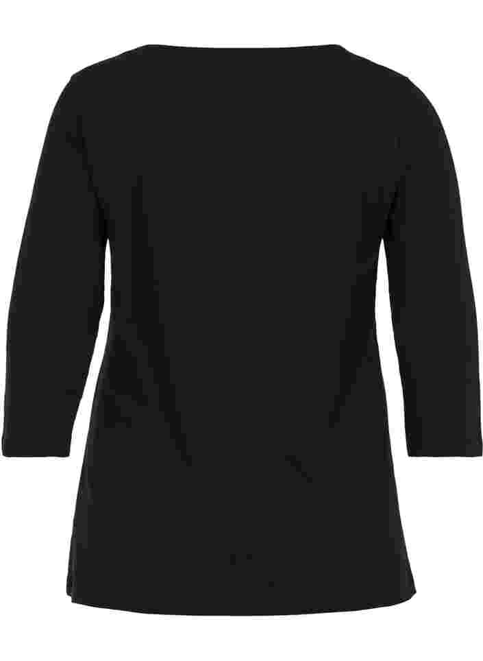 Bas t-shirt med 3/4 ärmar, Black, Packshot image number 1
