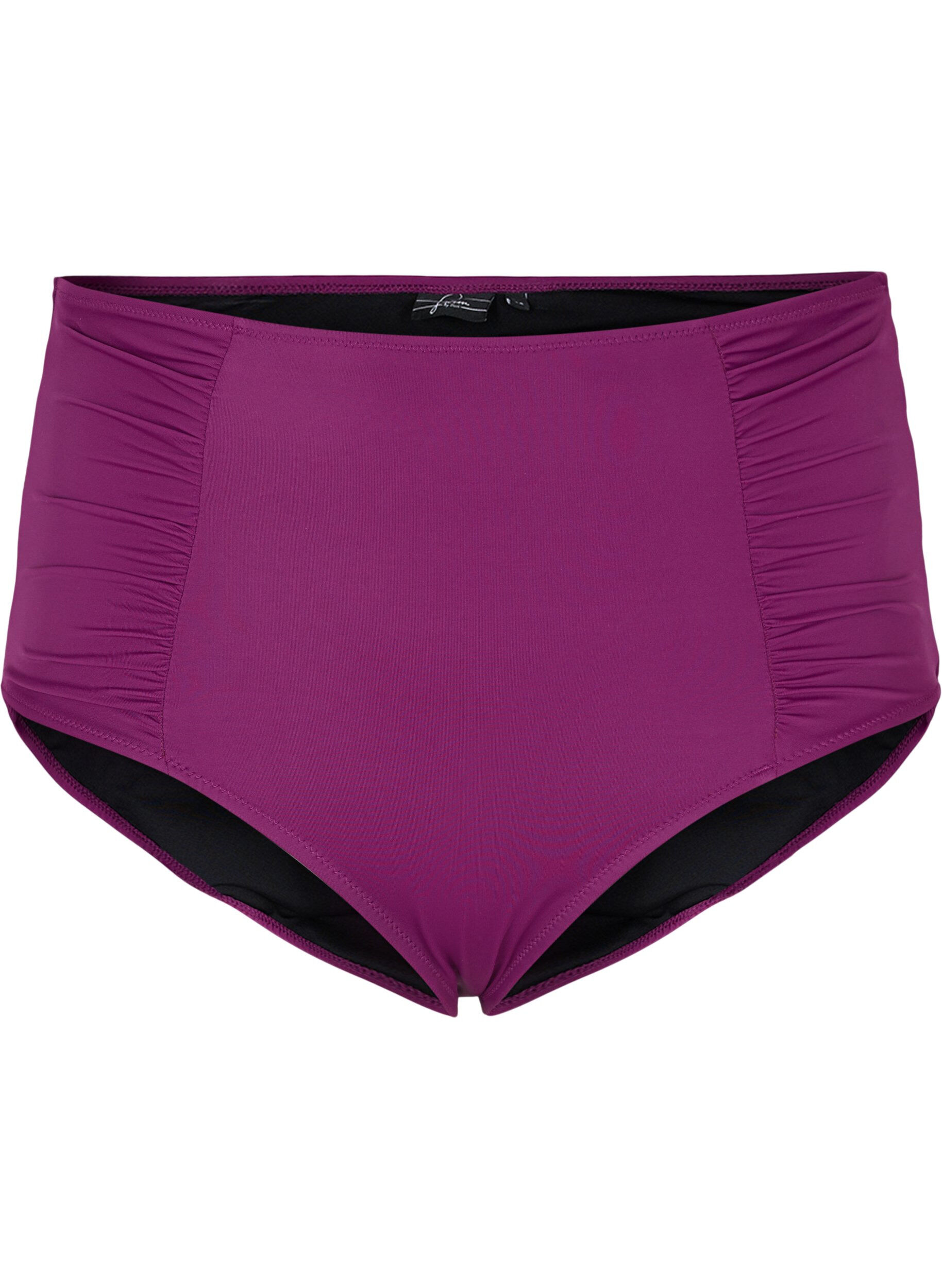 Zizzi Bikinitrosor med h&ouml;g midja och draperingar, Dark Purple, Packshot image number 0
