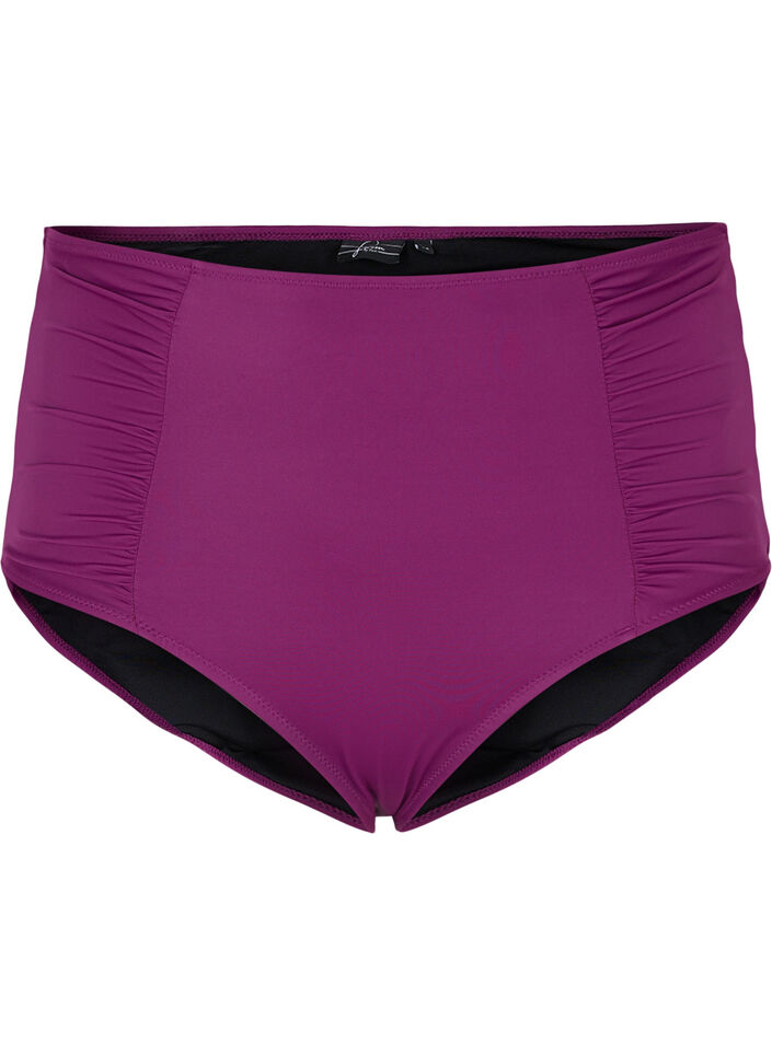 Bikinitrosor med hög midja och draperingar, Dark Purple, Packshot image number 0