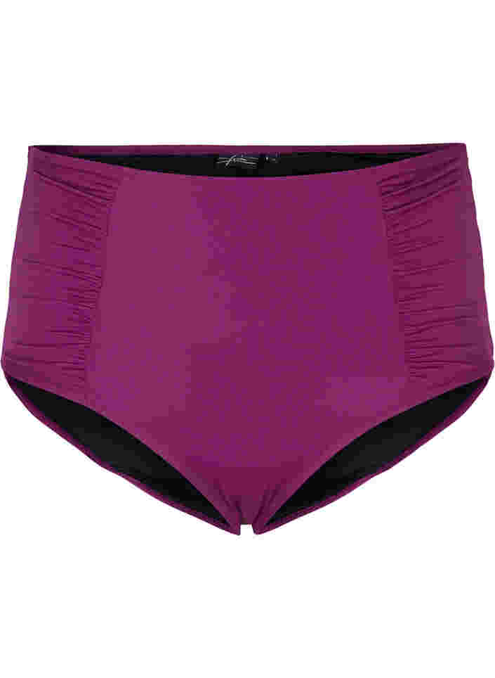 Bikinitrosor med hög midja och draperingar, Dark Purple, Packshot image number 0