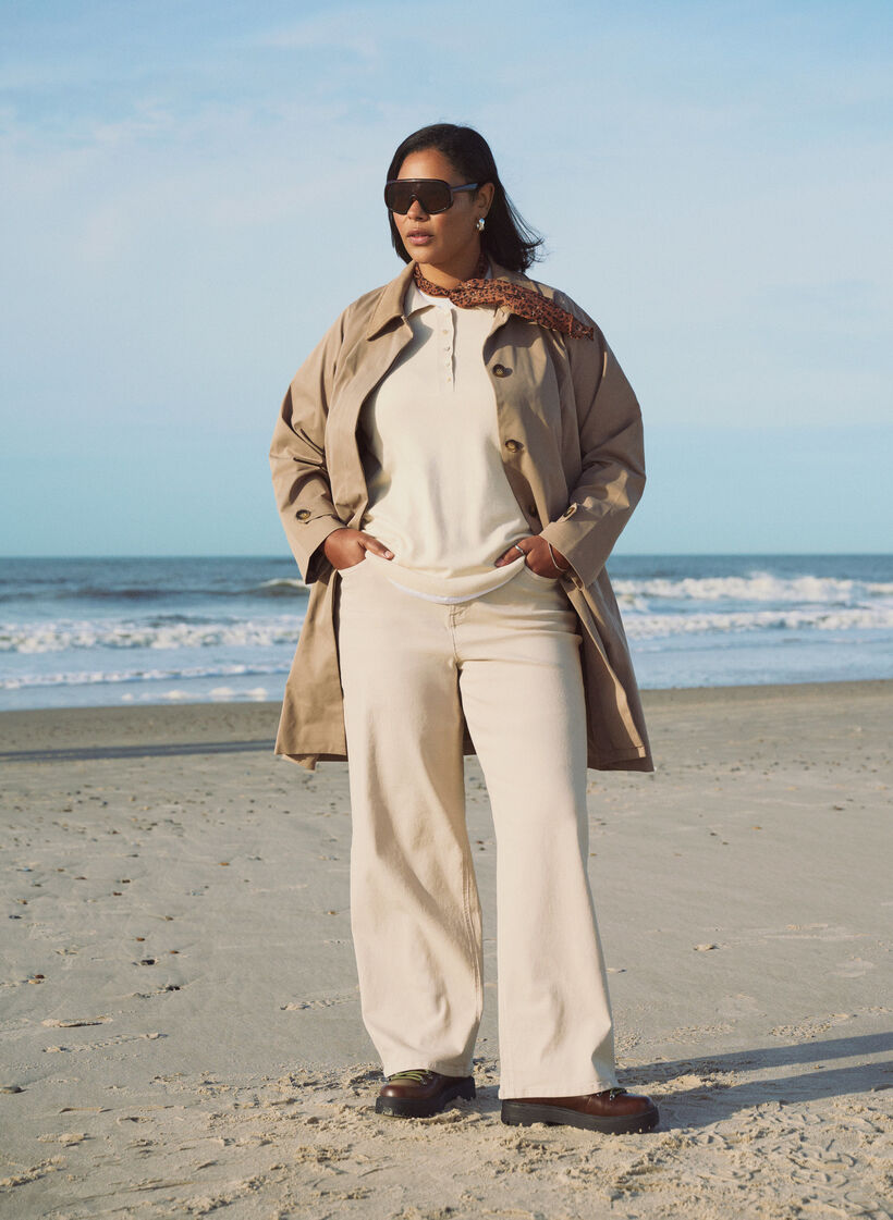 V&aring;rjacka med krage i mockaimitation och dold kn&auml;ppning, Beige, Image