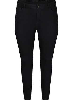 Kampanjvara – Croppade Amy jeans med slits, Black, Packshot image number 0
