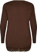 Blus i jersey med asymmetrisk spetskant, Brun, Packshot image number 1