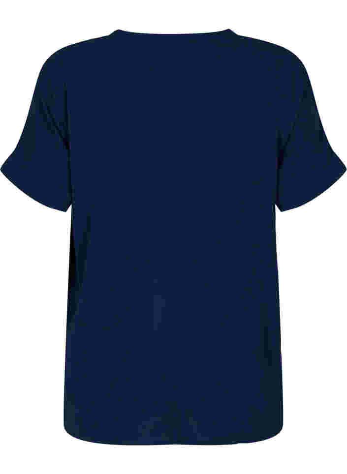 Kortärmad blus med v-ringning, Navy Blazer, Packshot image number 1