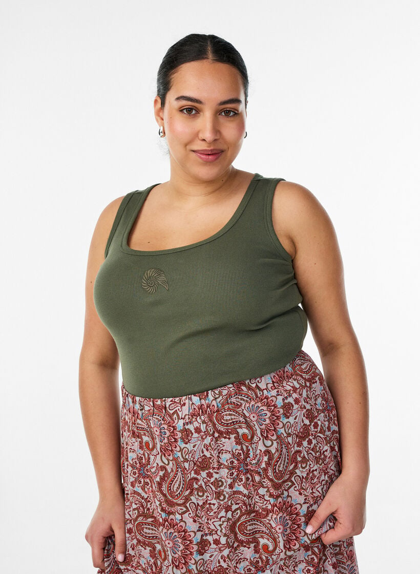 T&aring;tsittande topp med motiv, Gr&ouml;n, Model image number 0