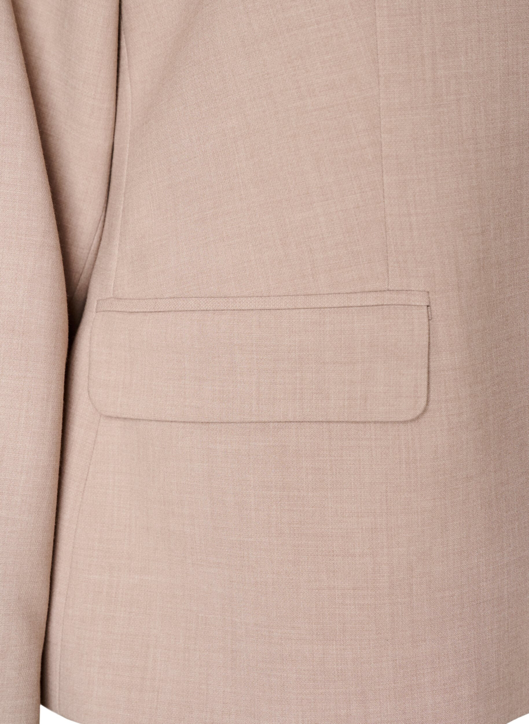 Zizzi Klassisk blazer med enkelkn&auml;ppning och fickor, Beige, Packshot image number 3