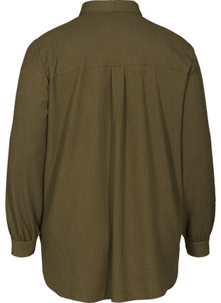 Skjorta med struktur och bröstfickor, Dark Green ASS, Packshot image number 1