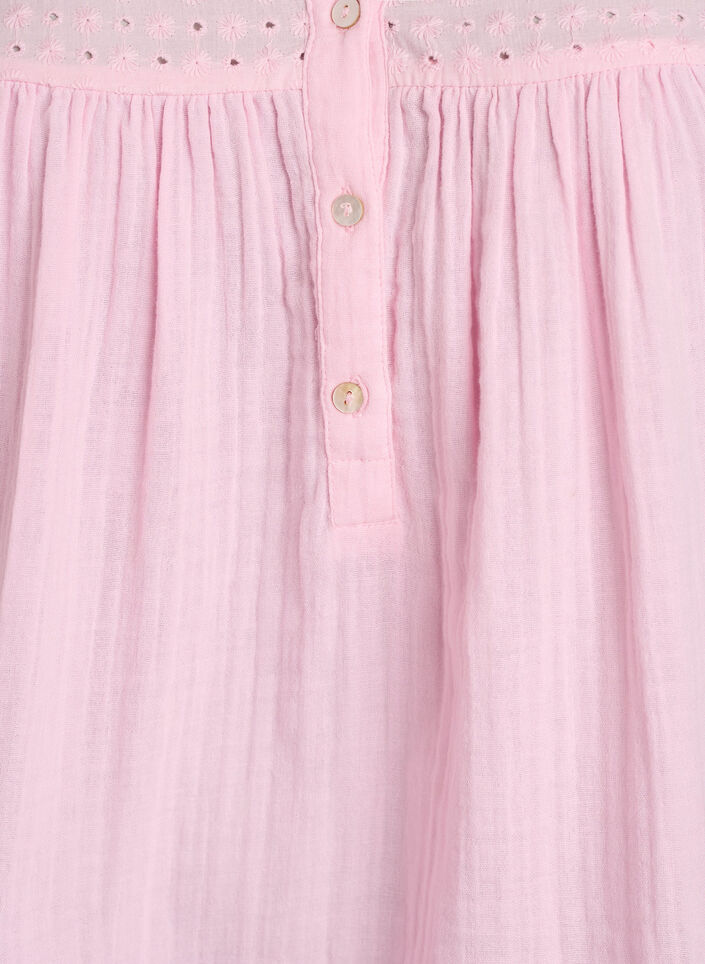 Blus i bomullsmuslin med broderie anglaise, Rosa, Packshot image number 2