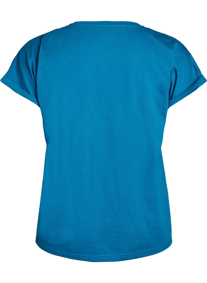 Kort&auml;rmad t-shirt i bomullsmix, Bl&aring;, Packshot image number 1