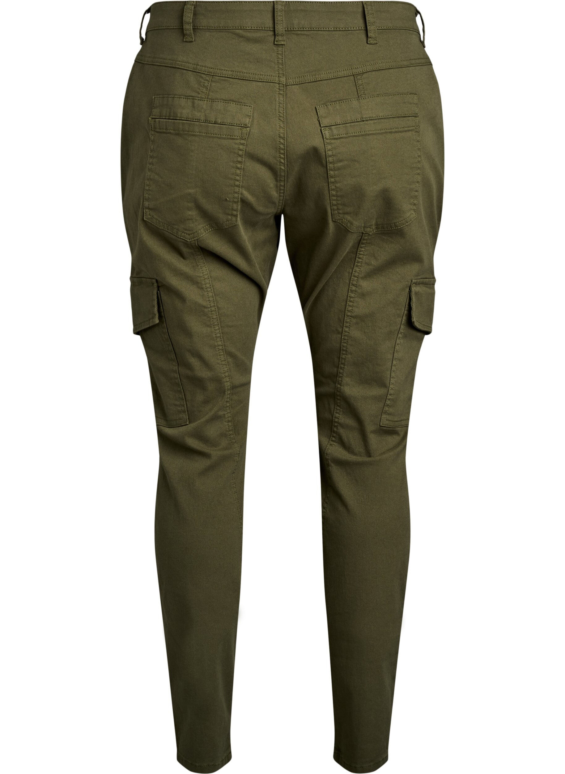Zizzi Cargobyxor med slim fit, Gr&ouml;n, Packshot image number 1