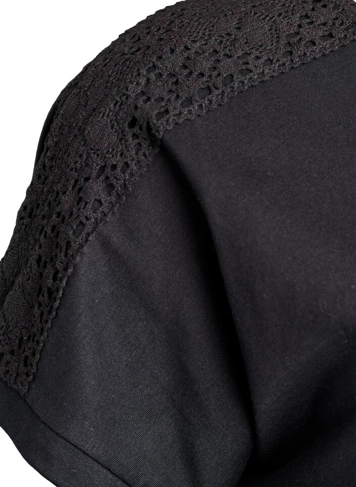 T-shirt i bomull med virkad detalj, Svart, Packshot image number 2