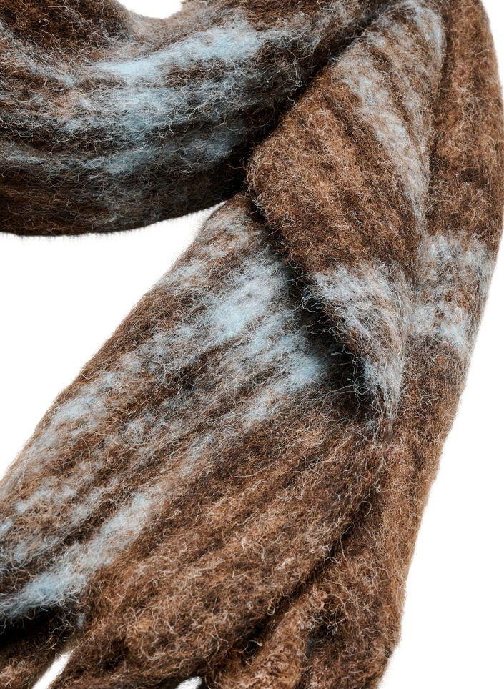 Mjuk halsduk med fransar, Brun, Packshot image number 1