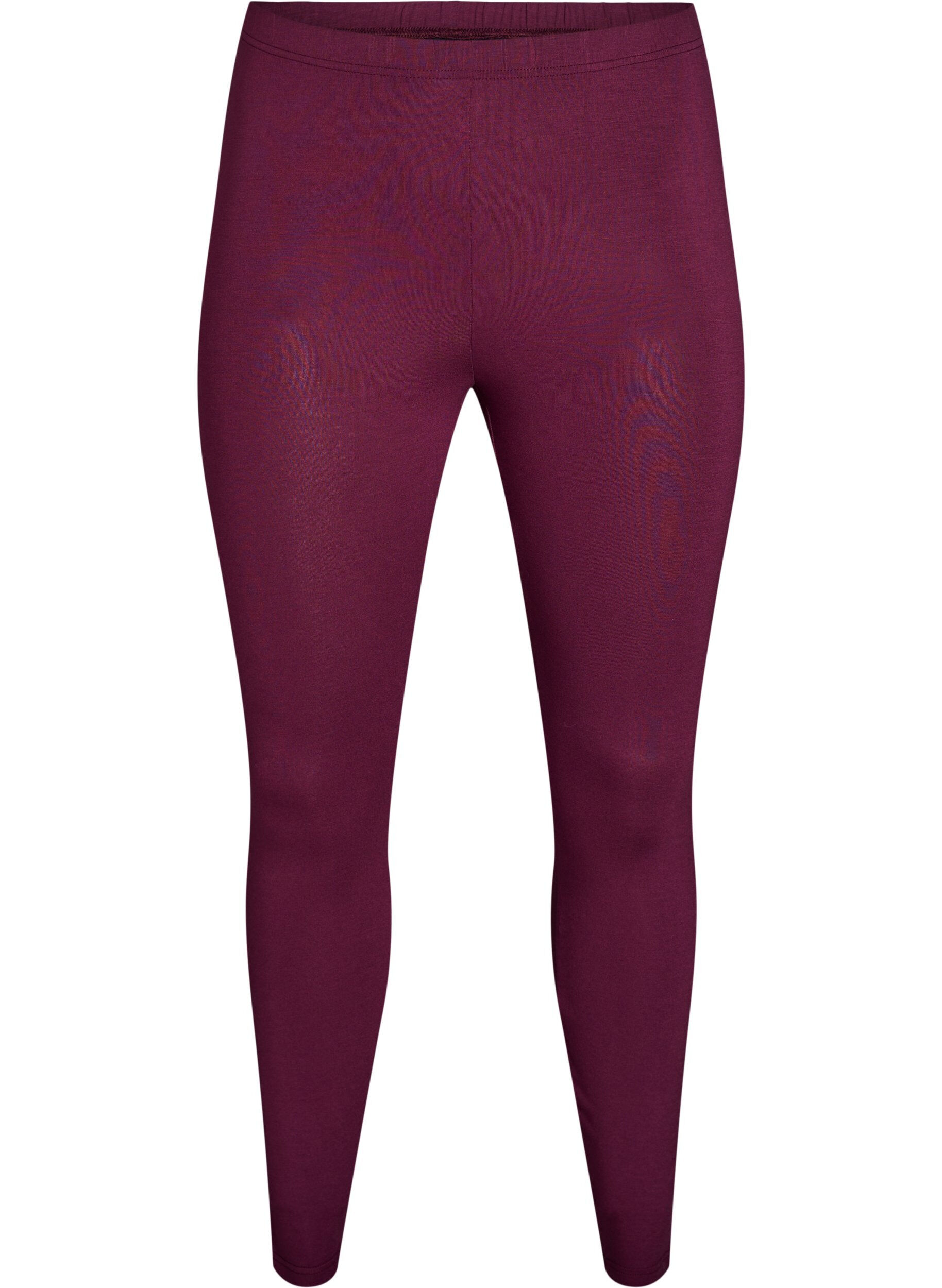 ZizziBasic leggings i viskos, M&ouml;rk Bordeaux, Packshot image number 0