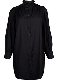 Viskosskjorta klänning med ruffles, Black
