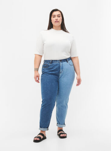 Tvåfärgade Mille Mom Fit-jeans, Lt. B. Comb, Model image number 0