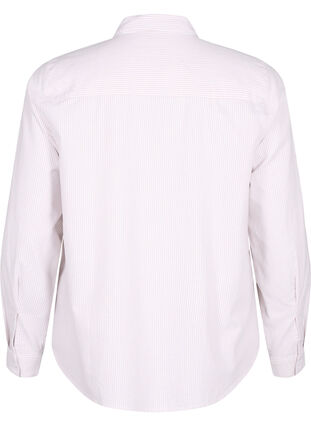 Långärmad bomullsskjorta, White Taupe Stripe, Packshot image number 1