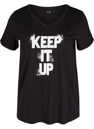 Tränings-t-shirt i bomull med tryck, Black Keep