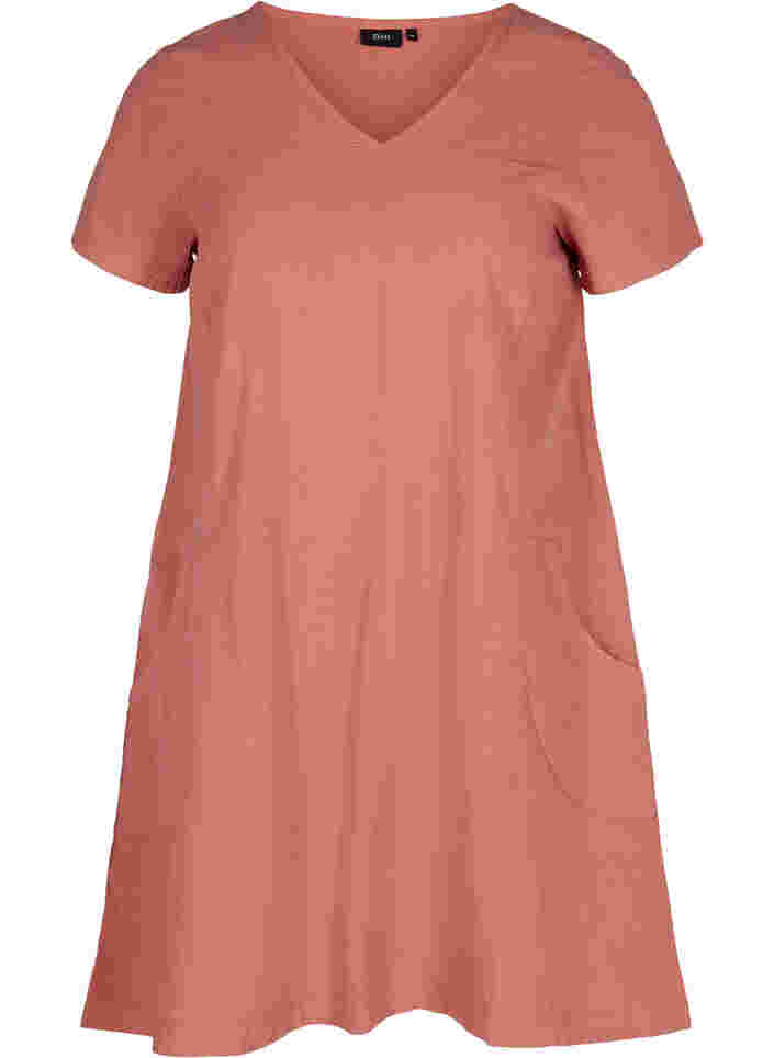 Kortärmad klänning i bomull, Canyon Rose 
