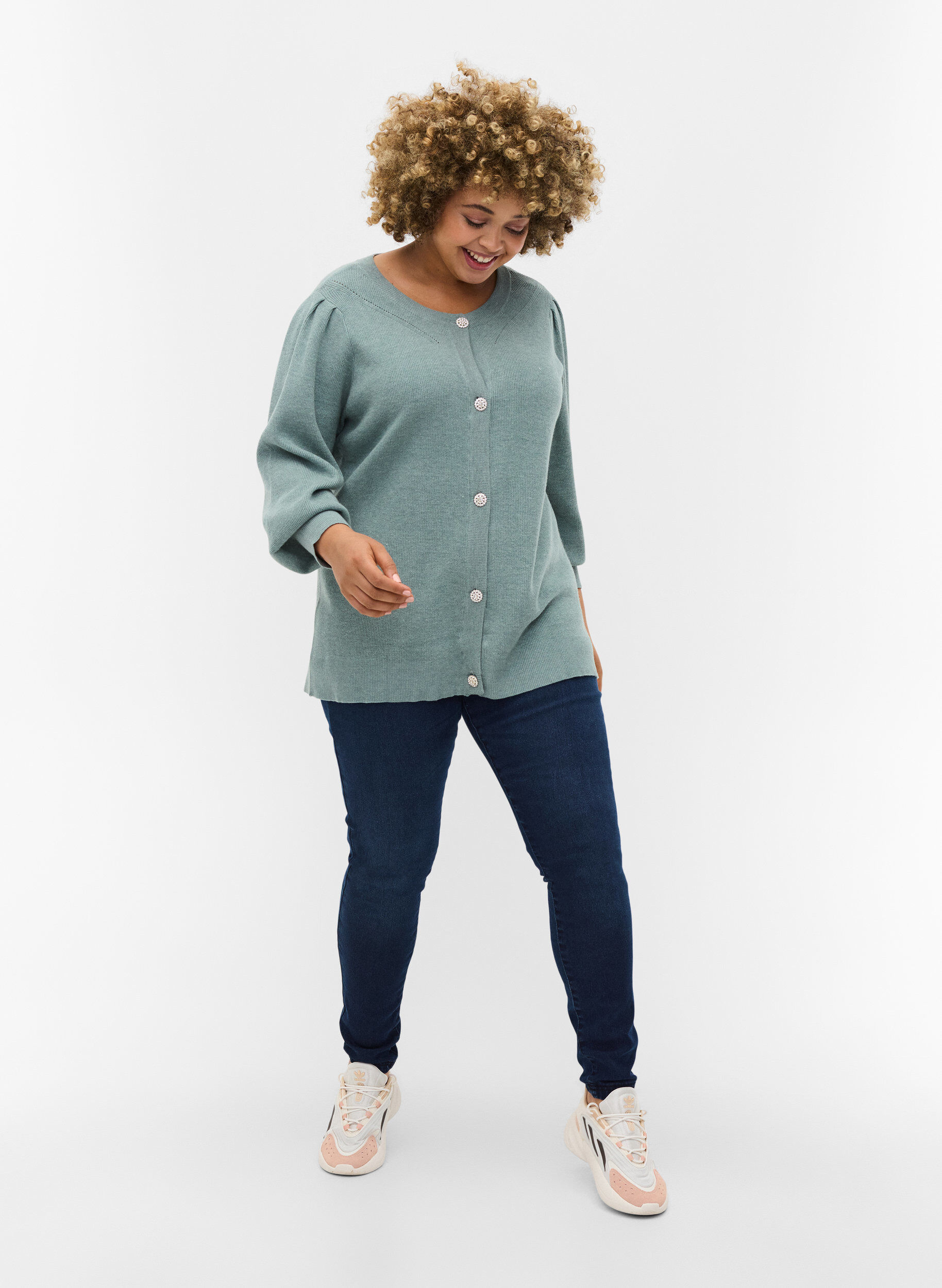 Zizzi Jeggings i bomullsmix, Dark blue denim, Model image number 0